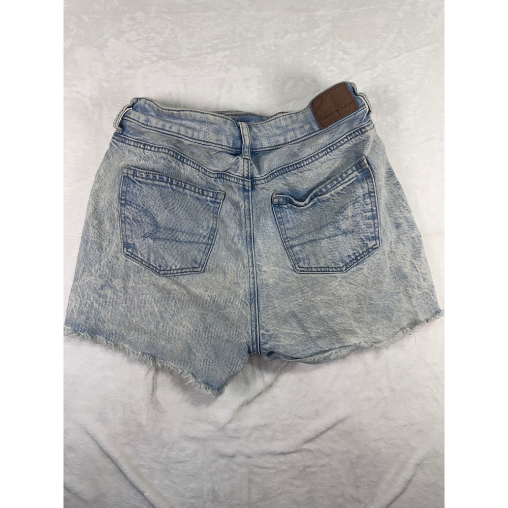 American Eagle Denim Shorts Size 0 Light Wash High Waisted Frayed Hem Womens